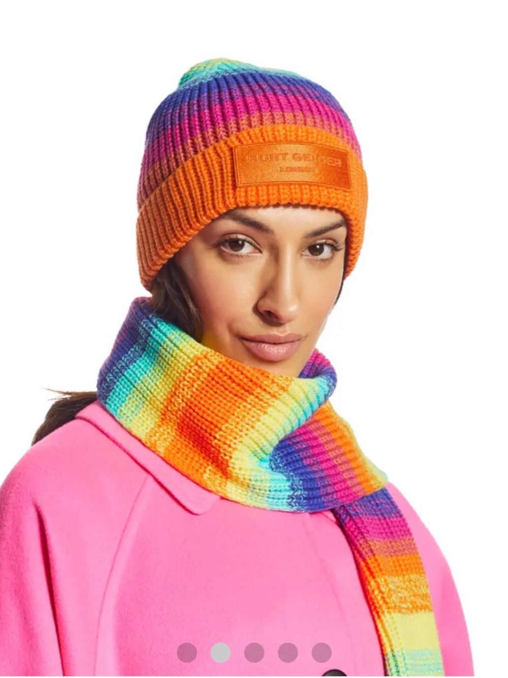 KURT GEIGER LONDON RAINBOW KNIT BEANIE NWT